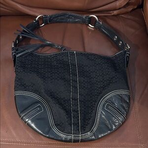 Authentic Coach Black Signature Hobo with Tassel Shoulder Strap